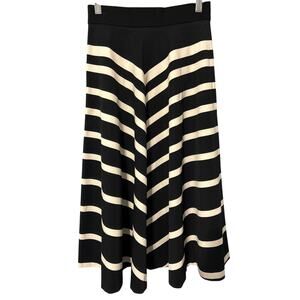 Banana Republic‎ Midi Skirt Black & Cream Size 0 Sloan Pencil A-Line Stretch NWT